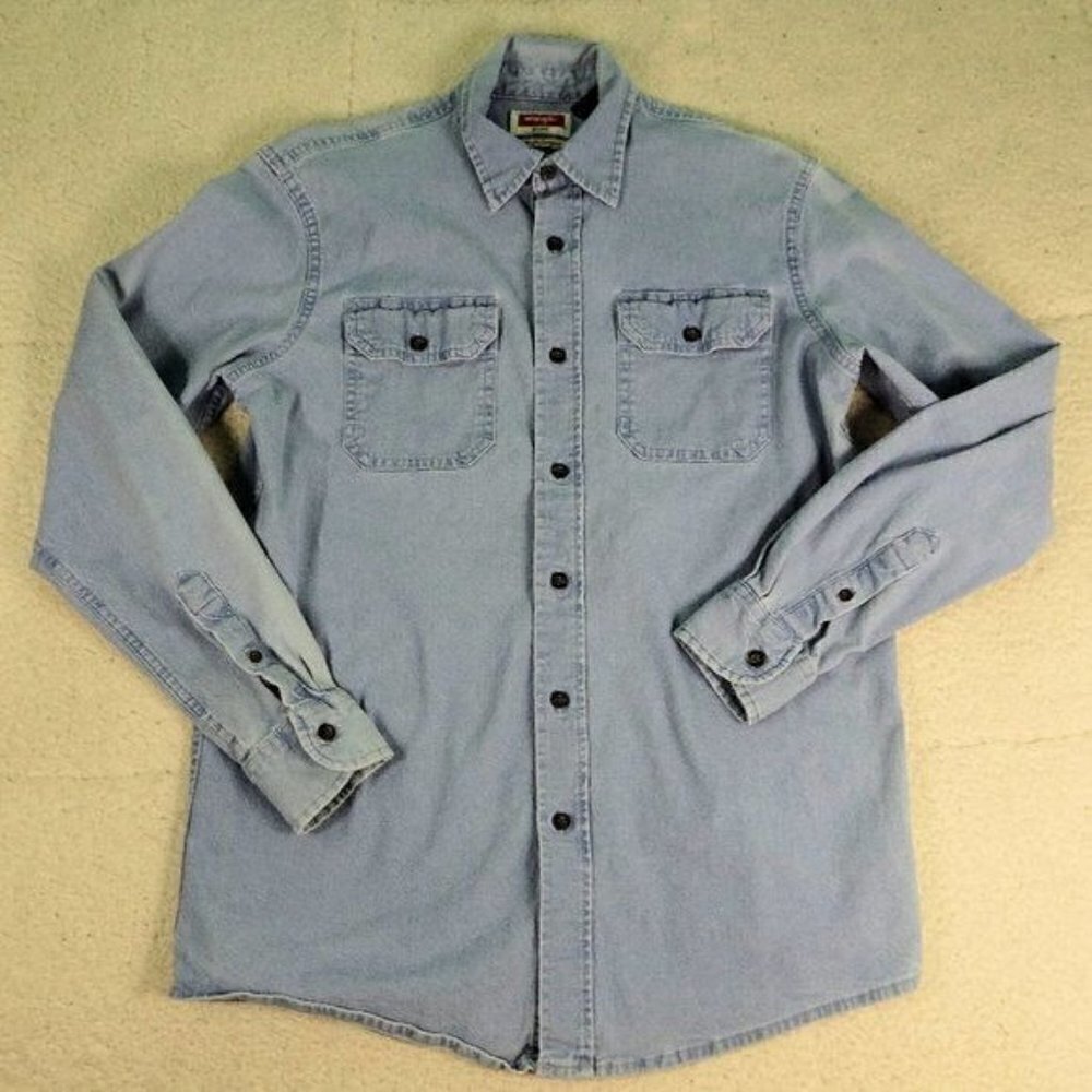 Wrangler Denim Blue Bup L/S Shirt Small